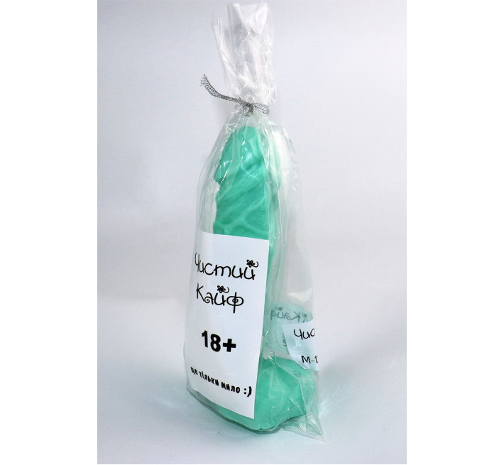 Крафтове мило-член із присоскою Чистий Кайф L Бірюзове