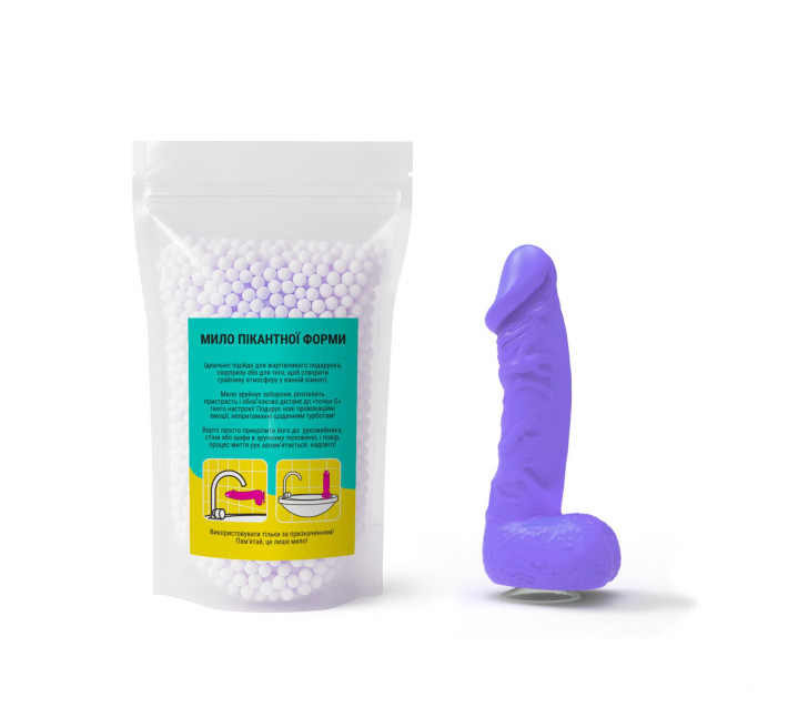 Крафтове мило-член з присоскою Чистий Кайф LARGE Violet, натуральне