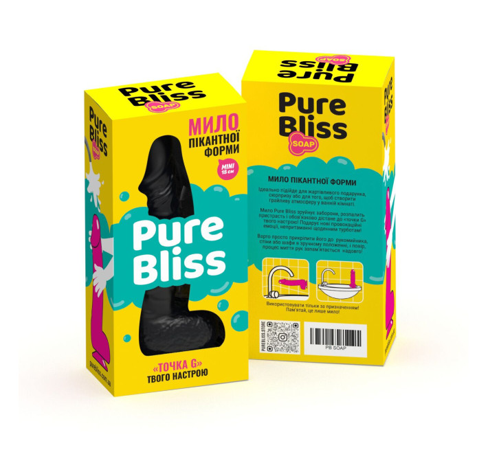 Крафтовое мыло-член с присоской Pure Bliss MINI Black, натуральное