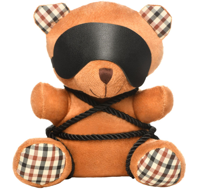 Плюшевий ведмедик ROPE Teddy Bear БДСМ у шкіряній масці та обв’язці, 22x16x12 см
