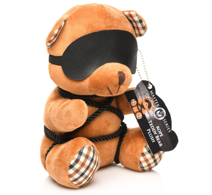 Плюшевий ведмедик ROPE Teddy Bear БДСМ у шкіряній масці та обв’язці, 22x16x12 см