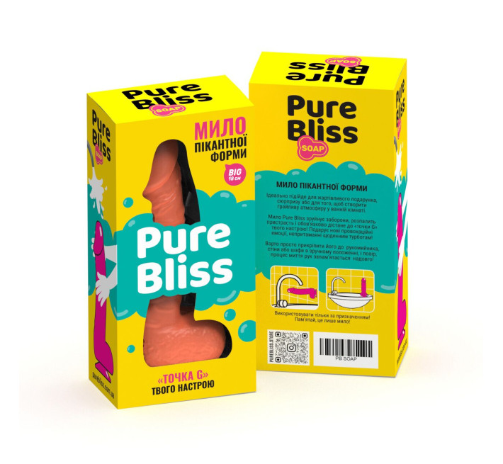 Крафтовое мыло-член с присоской Pure Bliss BIG Coral, натуральное