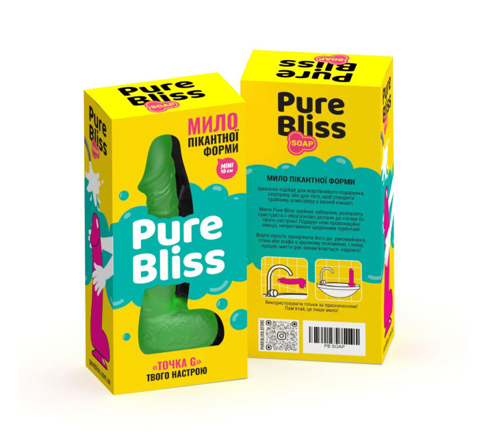 Крафтовое мыло-член с присоской Pure Bliss MINI Green, натуральное