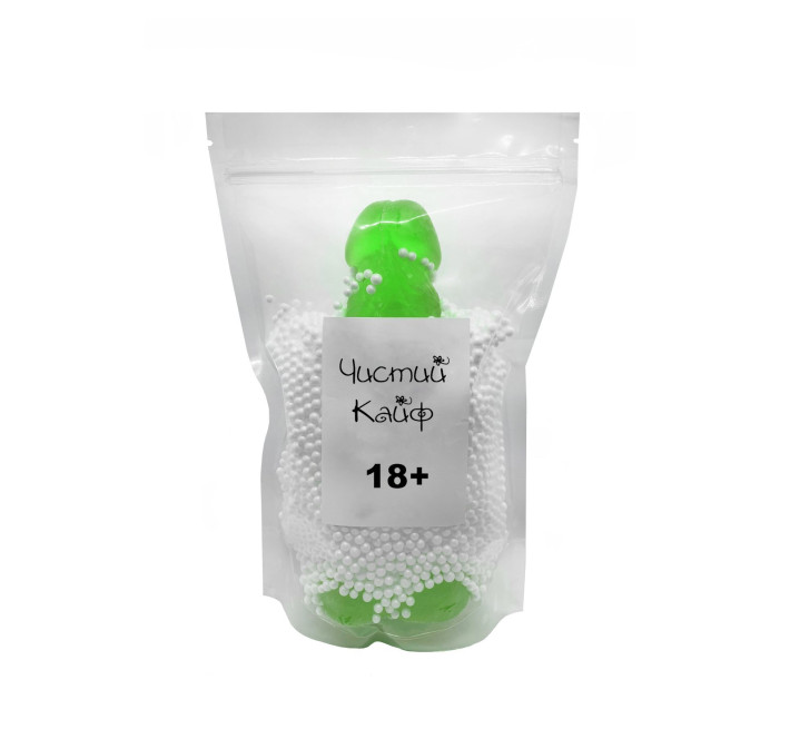 Крафтовое мыло-член с присоской Чистый Кайф Зеленое XL
