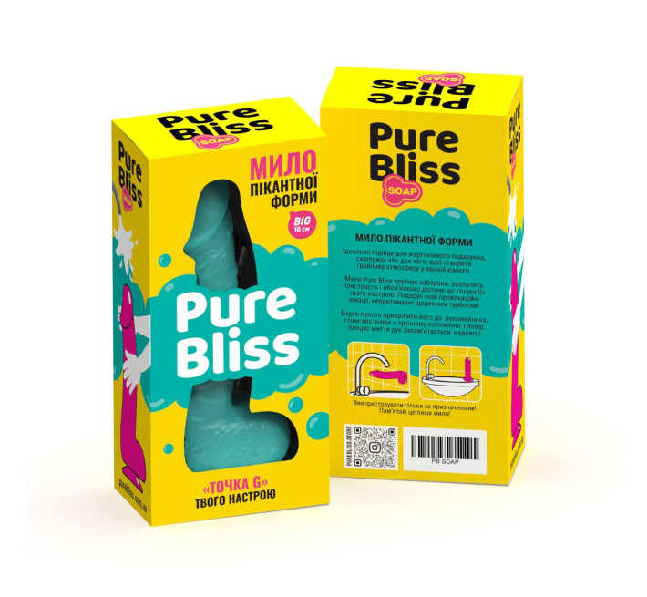 Крафтове мило-член із присоскою Pure Bliss BIG Turquoise, натуральне