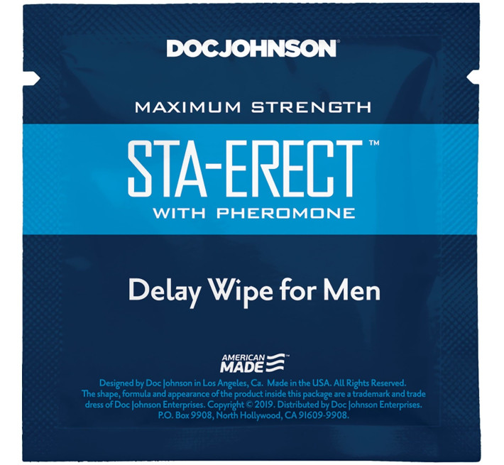 Пролонгуюча серветка Doc Johnson Sta-Erect Delay Wipe For Men з феромонами