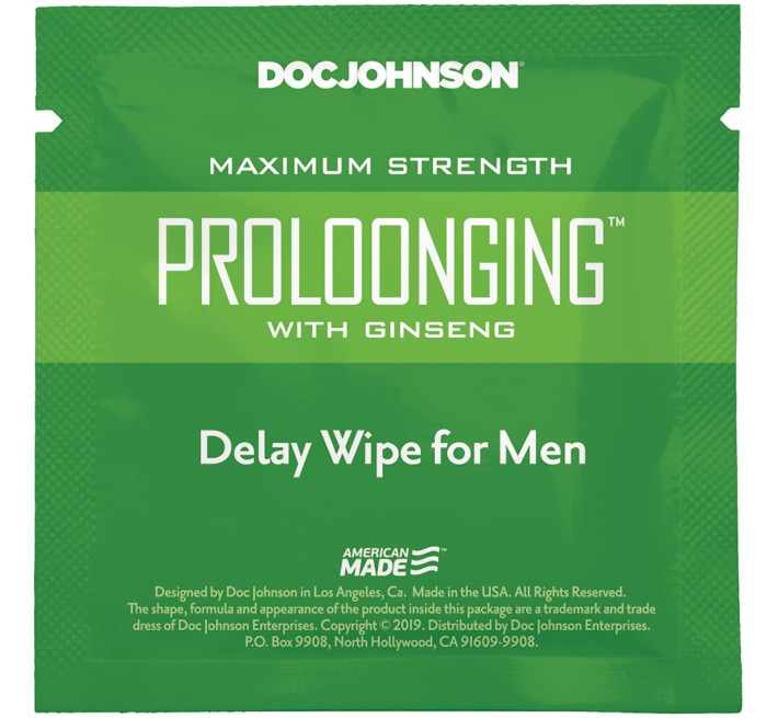 Пролонгуюча серветка Doc Johnson Delay Wipe For Men з екстрактом женьшеню