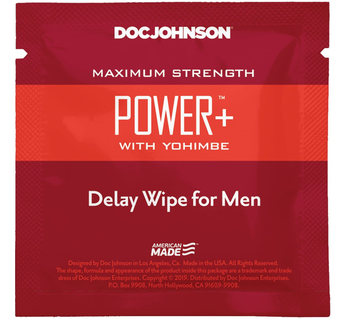 Пролонгуюча серветка Doc Johnson Power + Delay Wipe For Men з екстрактом йохимбе