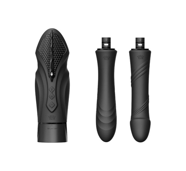 Компактна смарт секс-машина Zalo – Sesh Obsidian Black, 2 насадки, пульт ДК, кристал Swarovski