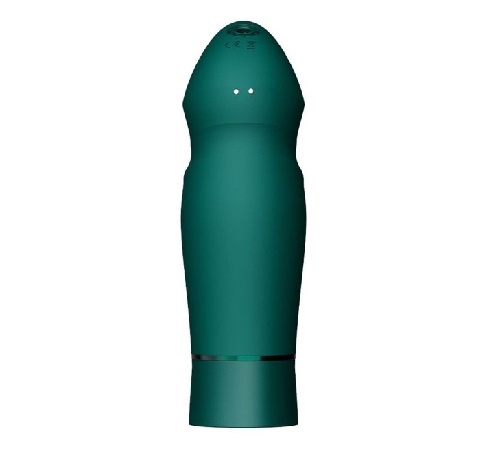 Компактная смарт секс-машина Zalo – Sesh Turquoise Green, 2 насадки, пульт ДУ, кристалл Swarovski