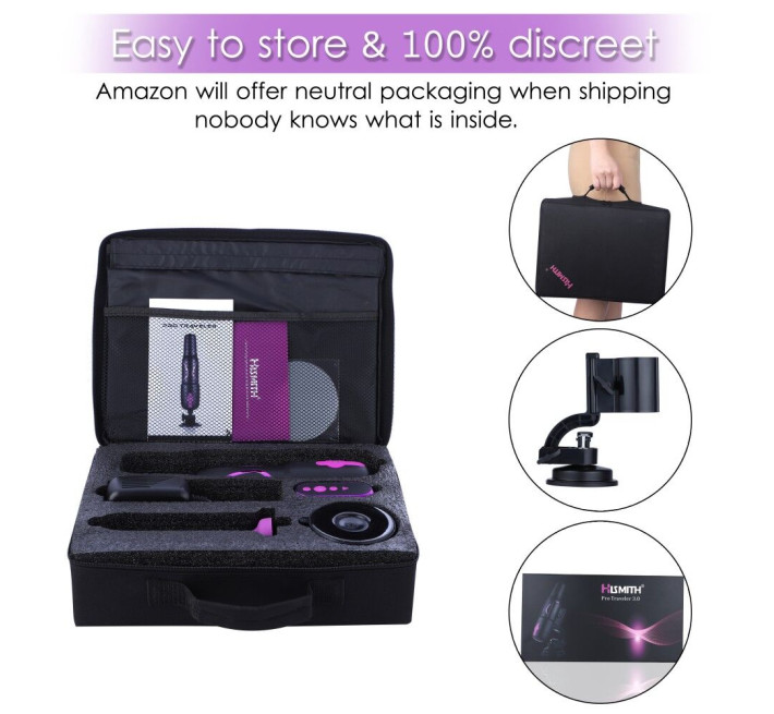 Высокомобильная смарт секс-машина Hismith Pro Travel APP с фаллоимитатором, присоска, пульт ДУ