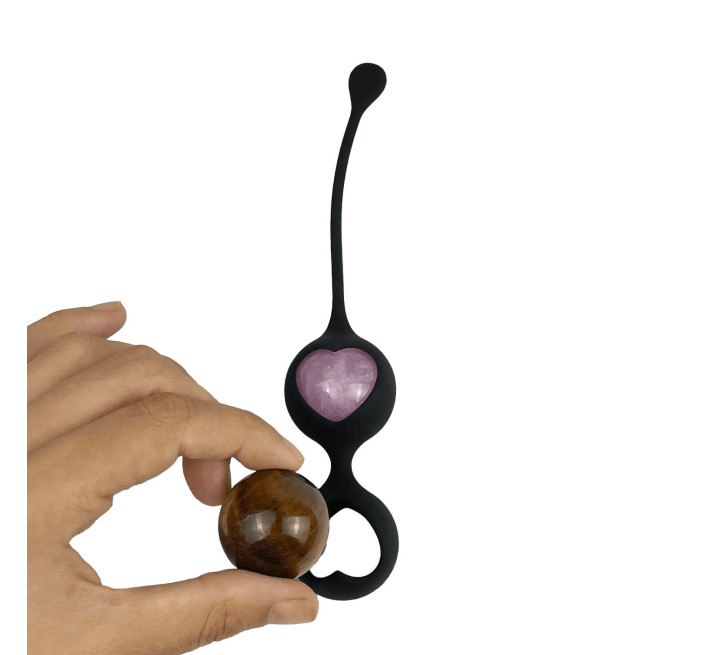 Вагінальні кульки Adrien Lastic Harmony Stones, напівдорогоцінне каміння, діаметр 3 см, 2 тримачі