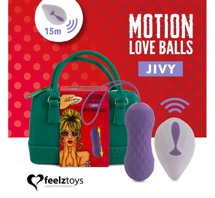 Вагінальні кульки з масажем та вібрацією FeelzToys Motion Love Balls Jivy з пультом ДК, 7 режимів