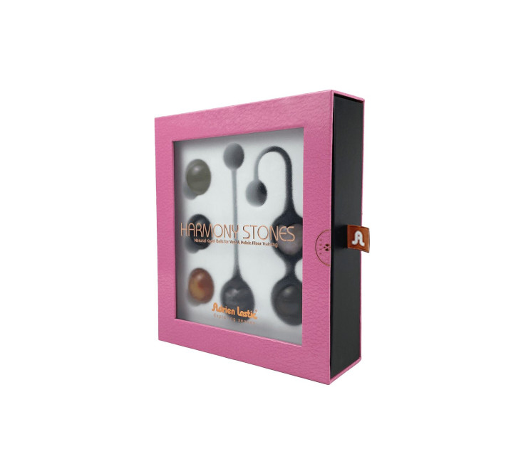 Вагінальні кульки Adrien Lastic Harmony Stones, напівдорогоцінне каміння, діаметр 3 см, 2 тримачі