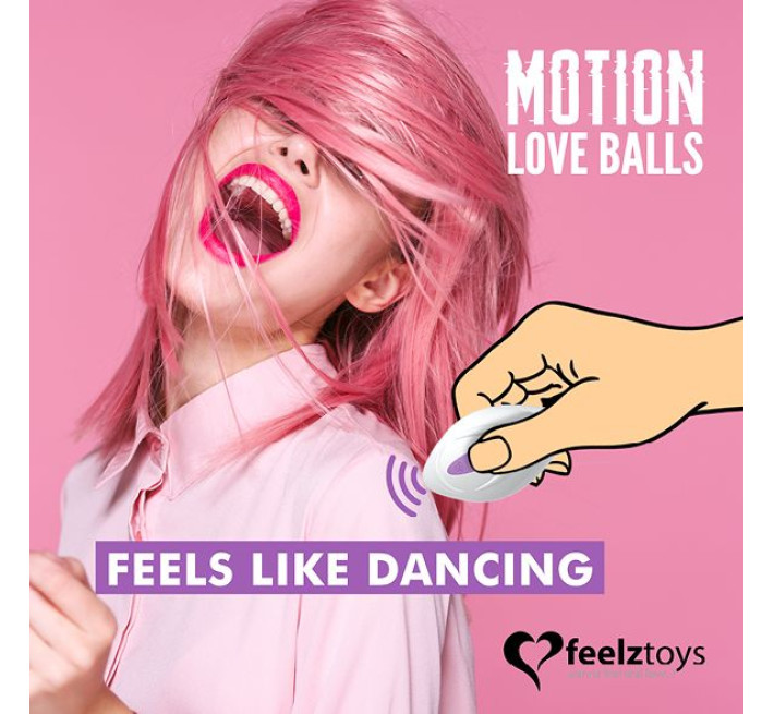 Вагінальні кульки з масажем та вібрацією FeelzToys Motion Love Balls Twisty з пультом ДК, 7 режимів