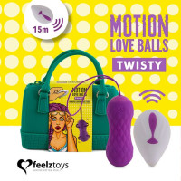 Вагінальні кульки з масажем та вібрацією FeelzToys Motion Love Balls Twisty з пультом ДК, 7 режимів