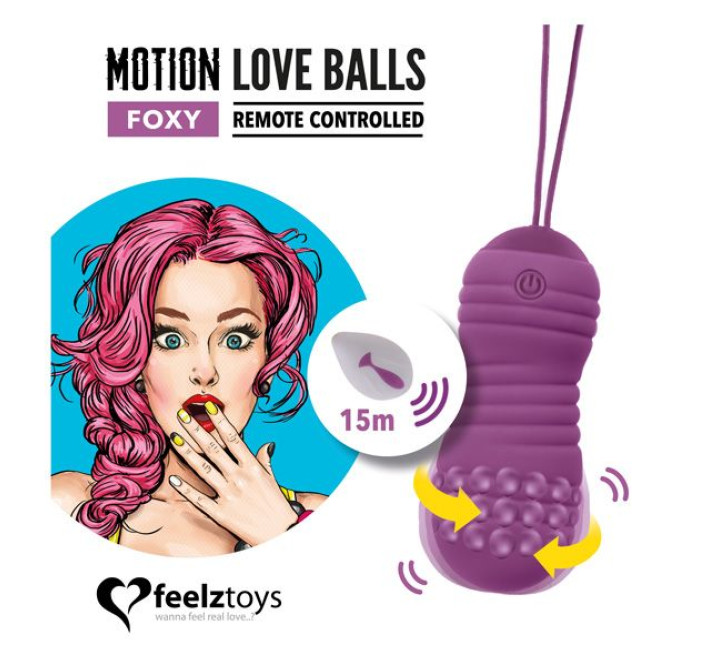 Вагинальные шарики с жемчужным массажем FeelzToys Motion Love Balls Foxy с пультом ДУ, 7 режимов