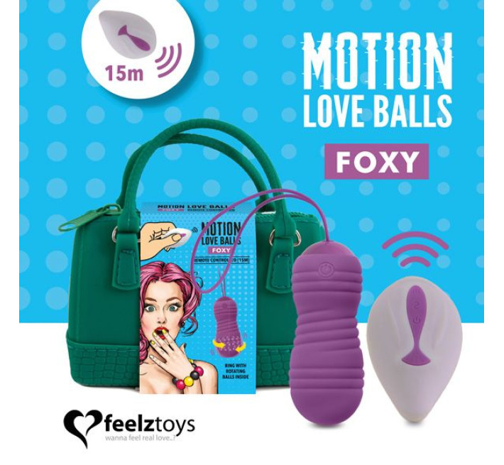 Вагинальные шарики с жемчужным массажем FeelzToys Motion Love Balls Foxy с пультом ДУ, 7 режимов