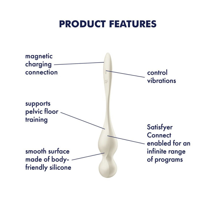 Вагінальні смарт-кульки з вібрацією Satisfyer Love Birds 1 Connect App White, 78 г