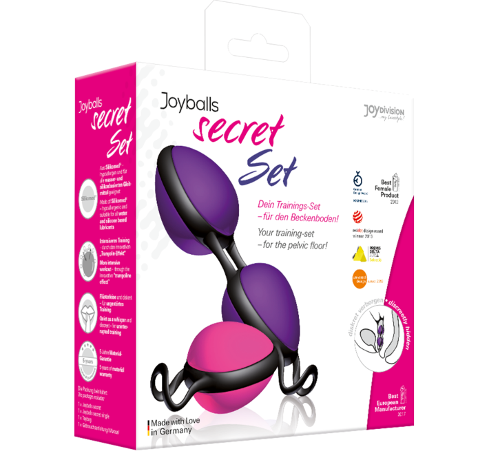 Вагинальные шарики Joydivision Joyballs secret single & double-set Фиолетовые/Розовые 3.7 см