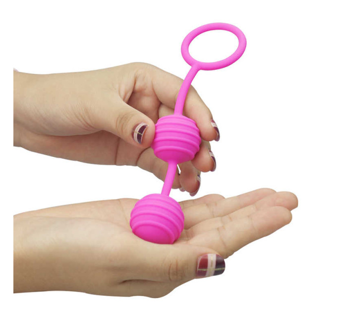 Вагинальные шарики Ребристые LoveToy Kegel Ball Розовые