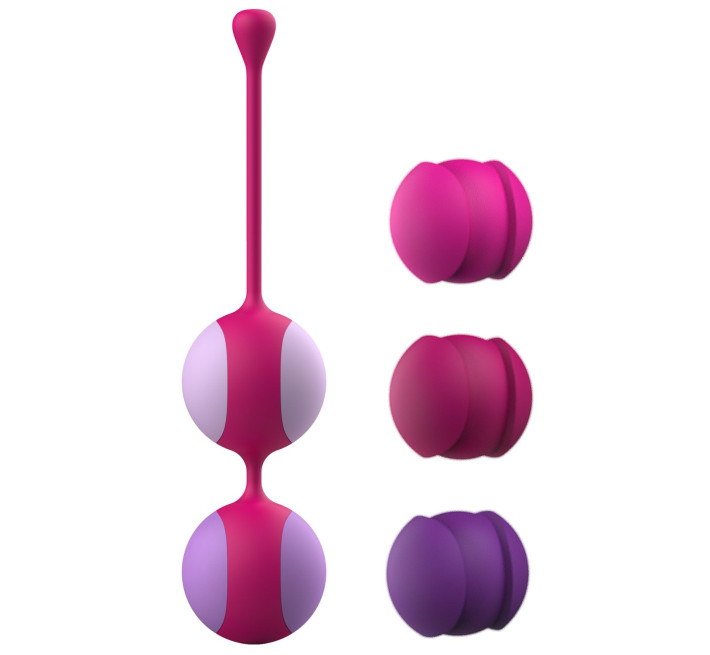 Вагинальные шарики Liebe Kewos — Cerise/Candy Violet, 5 шариков в комплекте, 15, 25, 35, 45 и 55 г