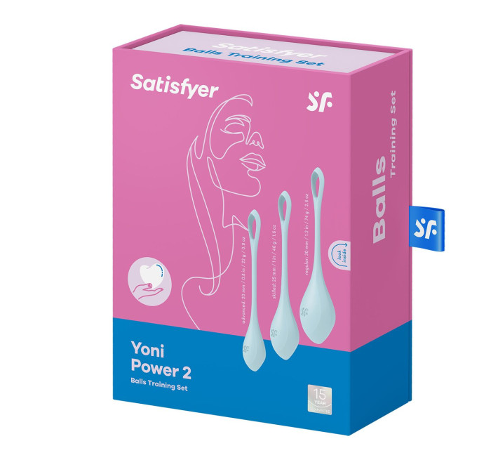 Набір йоні намистин Satisfyer Yoni Power 2, діаметр 2-2,5-3 см, вага 22-44-73 гр Блакитний