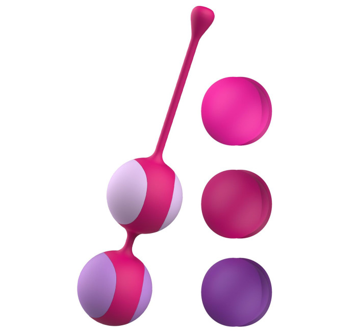 Вагинальные шарики Liebe Kewos — Cerise/Candy Violet, 5 шариков в комплекте, 15, 25, 35, 45 и 55 г