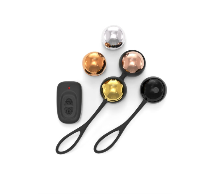 Набор вагинальных шариков Dorcel Training Balls, диам. 3,4 см, вес 20-117гр, есть вибрация, пульт ДУ