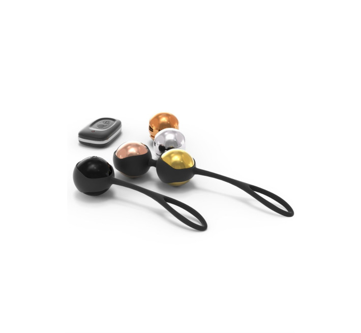 Набор вагинальных шариков Dorcel Training Balls, диам. 3,4 см, вес 20-117гр, есть вибрация, пульт ДУ