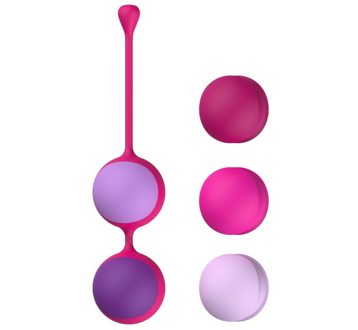 Вагинальные шарики Liebe Kewos — Cerise/Candy Violet, 5 шариков в комплекте, 15, 25, 35, 45 и 55 г