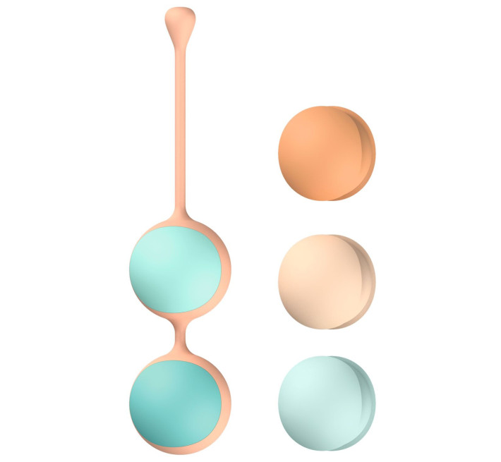 Вагинальные шарики Liebe Kewos - Peach/Mint, 5 шариков в комплекте, 15, 25, 35, 45 и 55 г