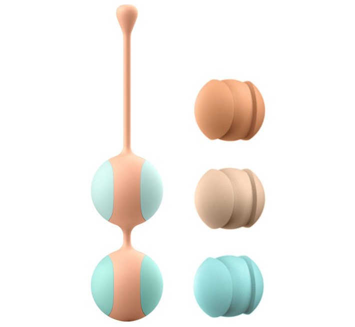 Вагинальные шарики Liebe Kewos - Peach/Mint, 5 шариков в комплекте, 15, 25, 35, 45 и 55 г