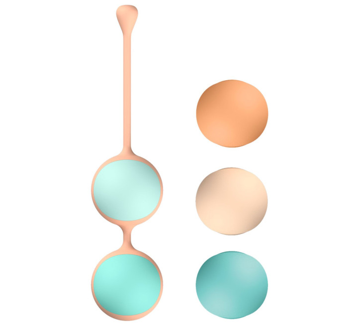 Вагинальные шарики Liebe Kewos - Peach/Mint, 5 шариков в комплекте, 15, 25, 35, 45 и 55 г