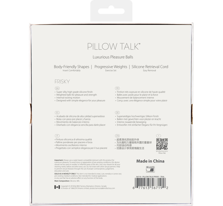 Розкішні вагінальні кульки PILLOW TALK Frisky із кристалом Сваровські Бірбзові