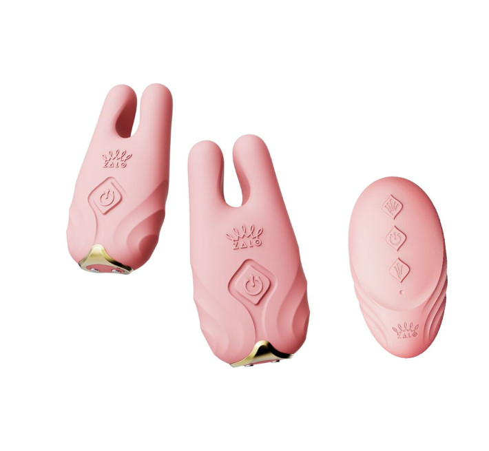 Смарт-вібратор для грудей Zalo - Nave Coral Pink, пульт ДК, робота через додаток