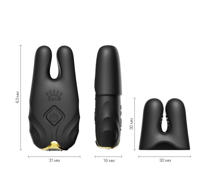 Смарт-вібратор для грудей Zalo - Nave Obsidian Black, пульт ДК, робота через додаток