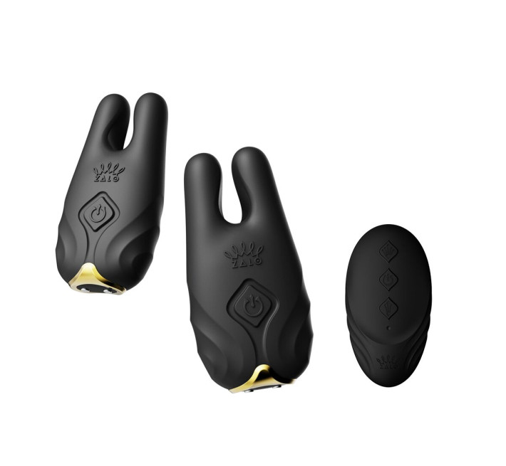 Смарт-вібратор для грудей Zalo - Nave Obsidian Black, пульт ДК, робота через додаток