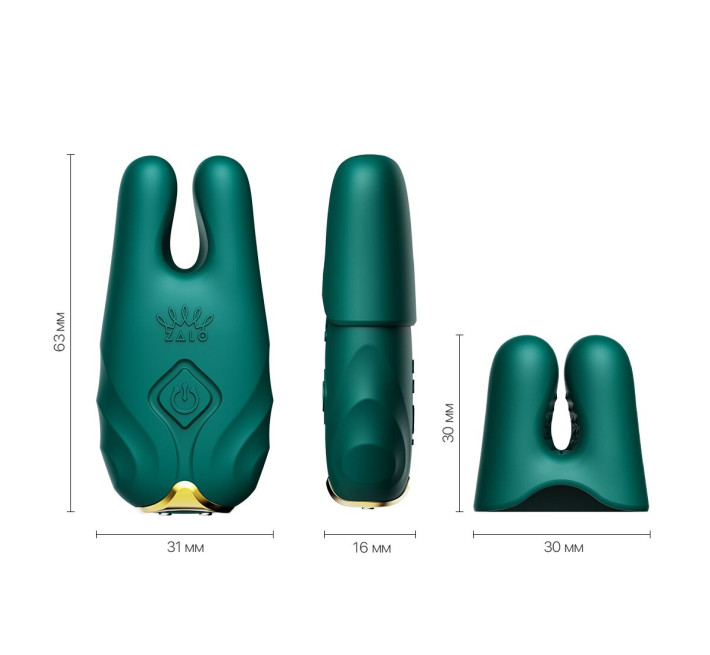 Смарт-вібратор для грудей Zalo - Nave Turquoise Green, пульт ДК, робота через додаток