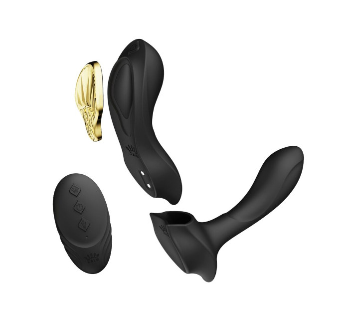 Смарт-вибратор в трусики Zalo - AYA Obsidian Black, насадка и пульт ДУ