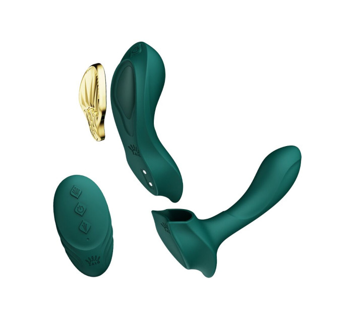 Смарт-вибратор в трусики Zalo - AYA Turquoise Green, насадка и пульт ДУ