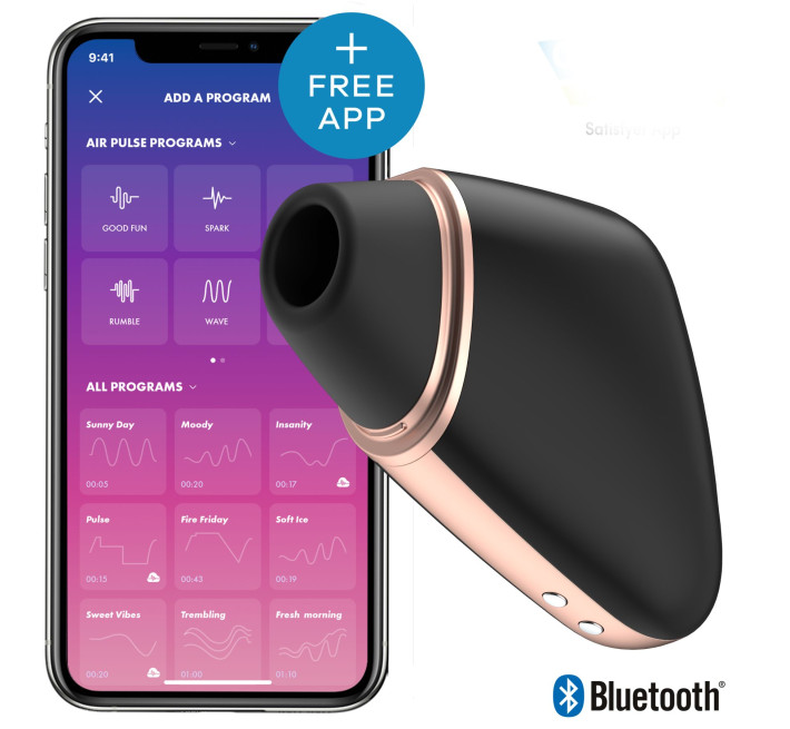 Вакуумный клиторальный стимулятор Satisfyer Love Triangle Черный с управлением через интернет