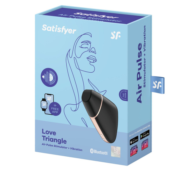 Вакуумный клиторальный стимулятор Satisfyer Love Triangle Черный с управлением через интернет