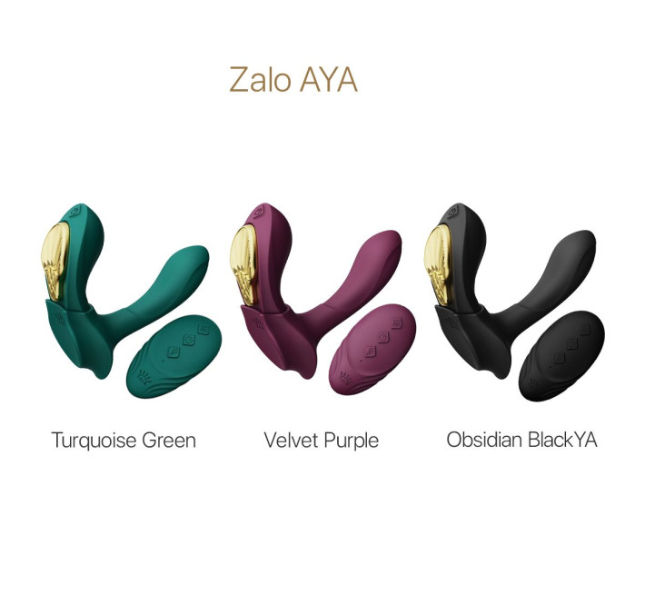 Смарт-вибратор в трусики Zalo - AYA Velvet Purple, насадка и пульт ДУ