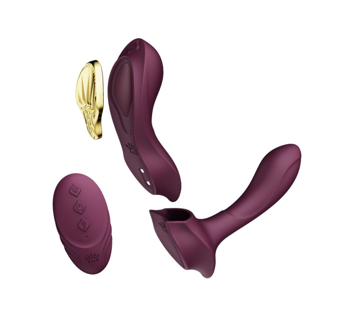 Смарт-вибратор в трусики Zalo - AYA Velvet Purple, насадка и пульт ДУ