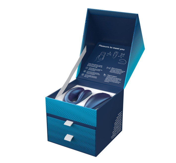 Смарт-вибратор для пар We-Vibe Chorus Cosmic Blue, сенсорное управление вибрациями сжатием пульта