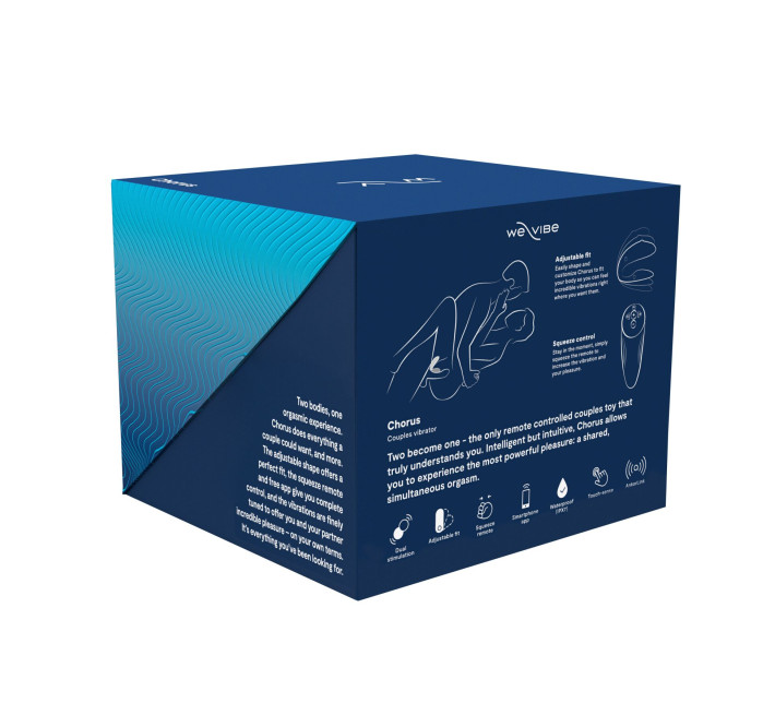 Смарт-вибратор для пар We-Vibe Chorus Cosmic Blue, сенсорное управление вибрациями сжатием пульта