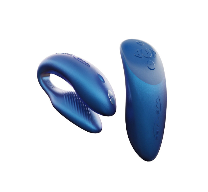 Смарт-вибратор для пар We-Vibe Chorus Cosmic Blue, сенсорное управление вибрациями сжатием пульта