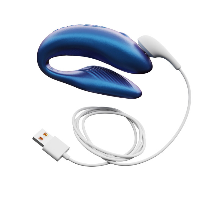 Смарт-вибратор для пар We-Vibe Chorus Cosmic Blue, сенсорное управление вибрациями сжатием пульта