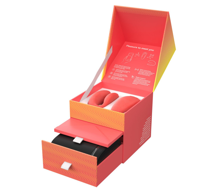 Смарт-вибратор для пар We-Vibe Chorus Crave Coral, сенсорное управление вибрациями сжатием пульта